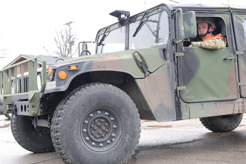 Nebraska National Guard soldiers provide check point security