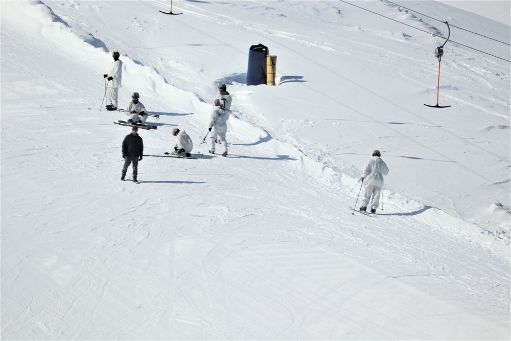 Students in Cold-Weather Operations Course Class 19-06 complete skiing familiarization at Fort McCoy