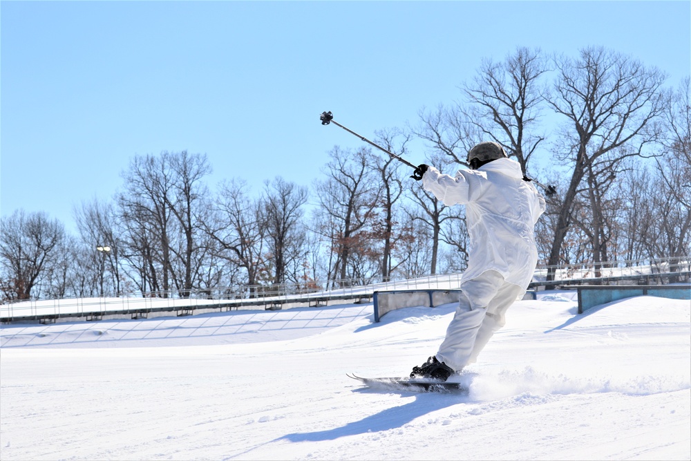 Students in Cold-Weather Operations Course Class 19-06 complete skiing familiarization at Fort McCoy