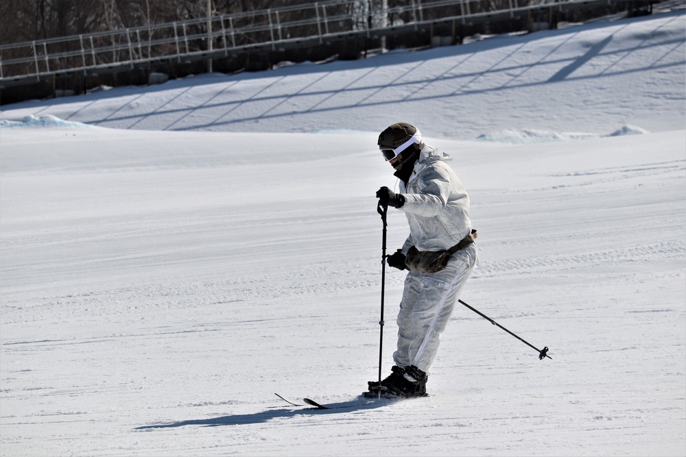 Students in Cold-Weather Operations Course Class 19-06 complete skiing familiarization at Fort McCoy