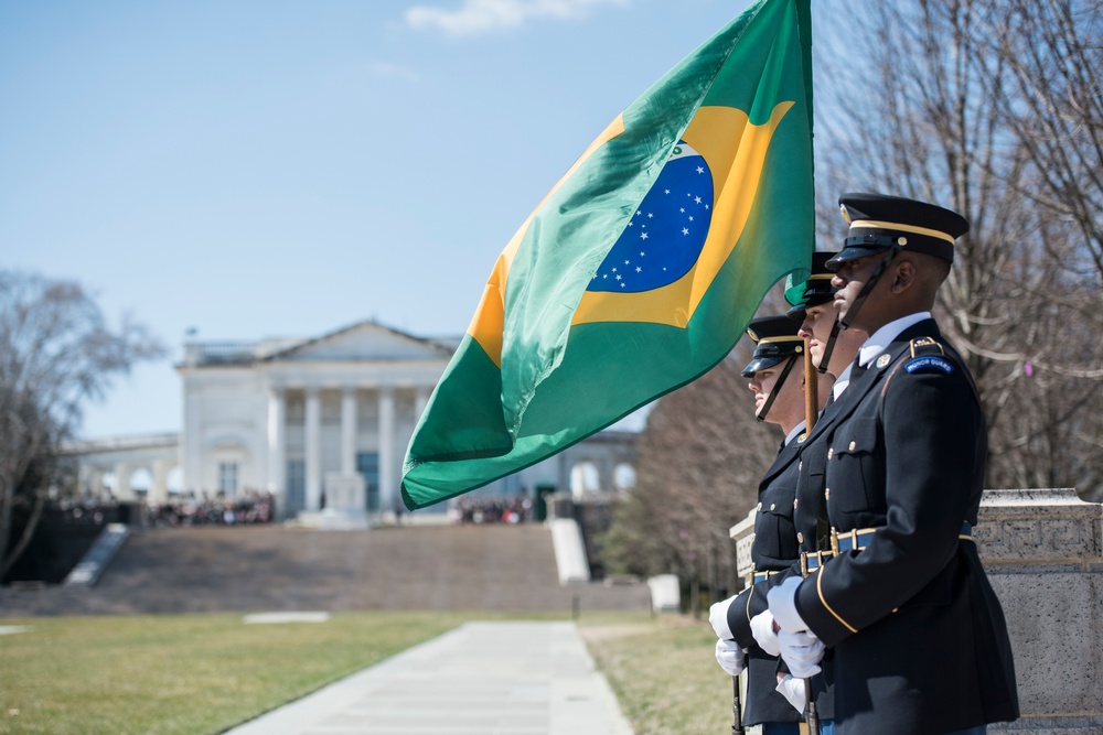 President of the Federative Republic of Brazil Jair Bolsonaro Participates in an Armed Forces Full Honors Wreath-Laying Ceremony at the Tomb of the Unknown Soldier