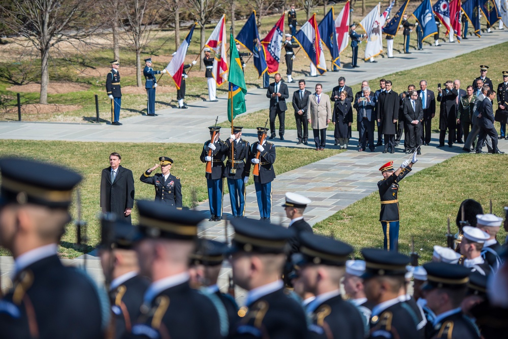 President of the Federative Republic of Brazil Jair Bolsonaro Participates in an Armed Forces Full Honors Wreath-Laying Ceremony at the Tomb of the Unknown Soldier