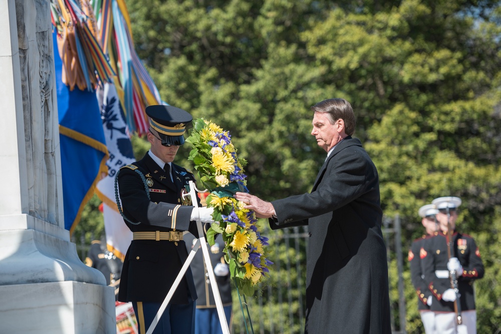 President of the Federative Republic of Brazil Jair Bolsonaro Participates in an Armed Forces Full Honors Wreath-Laying Ceremony at the Tomb of the Unknown Soldier