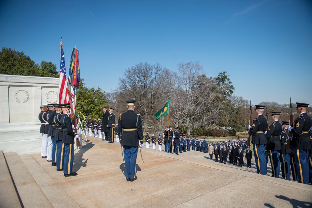 President of the Federative Republic of Brazil Jair Bolsonaro Participates in an Armed Forces Full Honors Wreath-Laying Ceremony at the Tomb of the Unknown Soldier