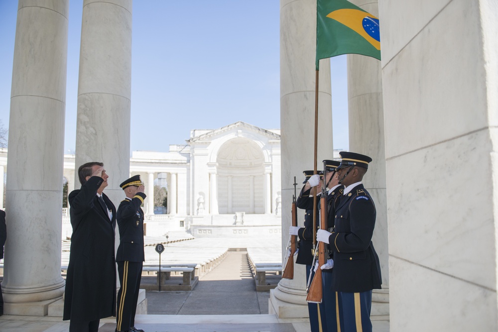 President of the Federative Republic of Brazil Jair Bolsonaro Participates in an Armed Forces Full Honors Wreath-Laying Ceremony at the Tomb of the Unknown Soldier
