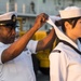 USS Makin Island dress white uniform inspection