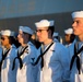 USS Makin Island dress white uniform inspections.