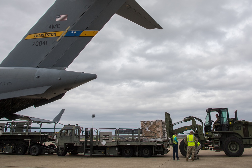 C-17 Globemaster IIIs land at Barksdale Air Force Base
