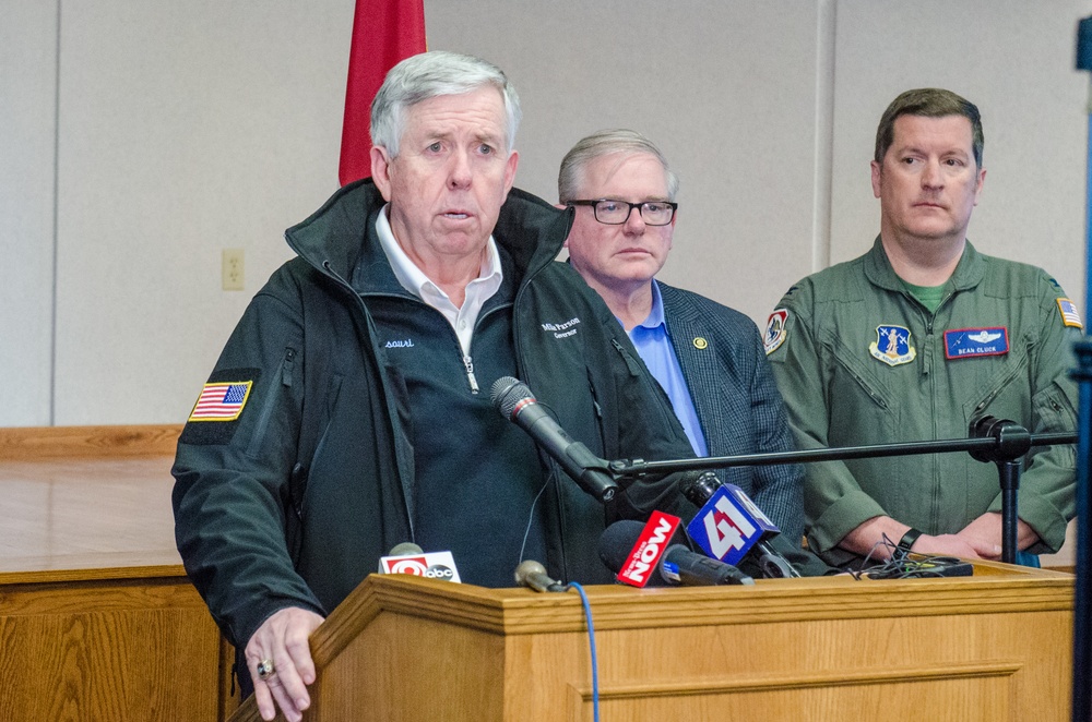 Missouri Governor Mike Parson visits St. Joseph to assess flood preparation