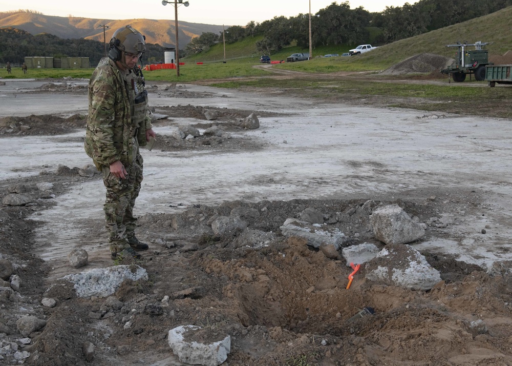 EOD Mobile Unit 11 and NMCB-5 Conduct Airfield Damage Repair Training at Vandenburg Air Force Base During Pacific Blitz 2019