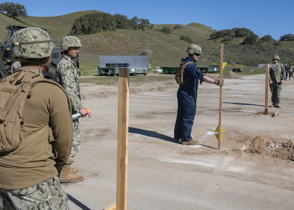 EOD Mobile Unit 11 and NMCB-5 Conduct Airfield Damage Repair Training at Vandenberg Air Force Base During Pacific Blitz 2019