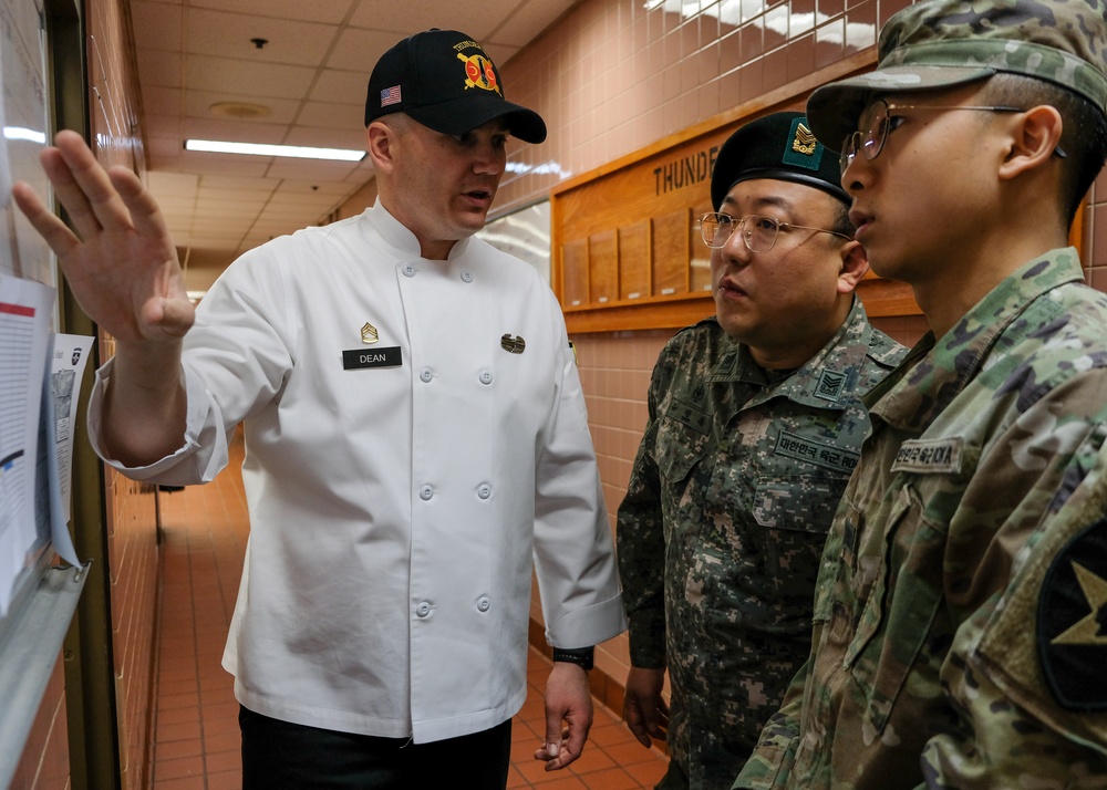 210th FAB DFAC NCOs Share Best Practices with ROK Army VI Corps DFAC Manager