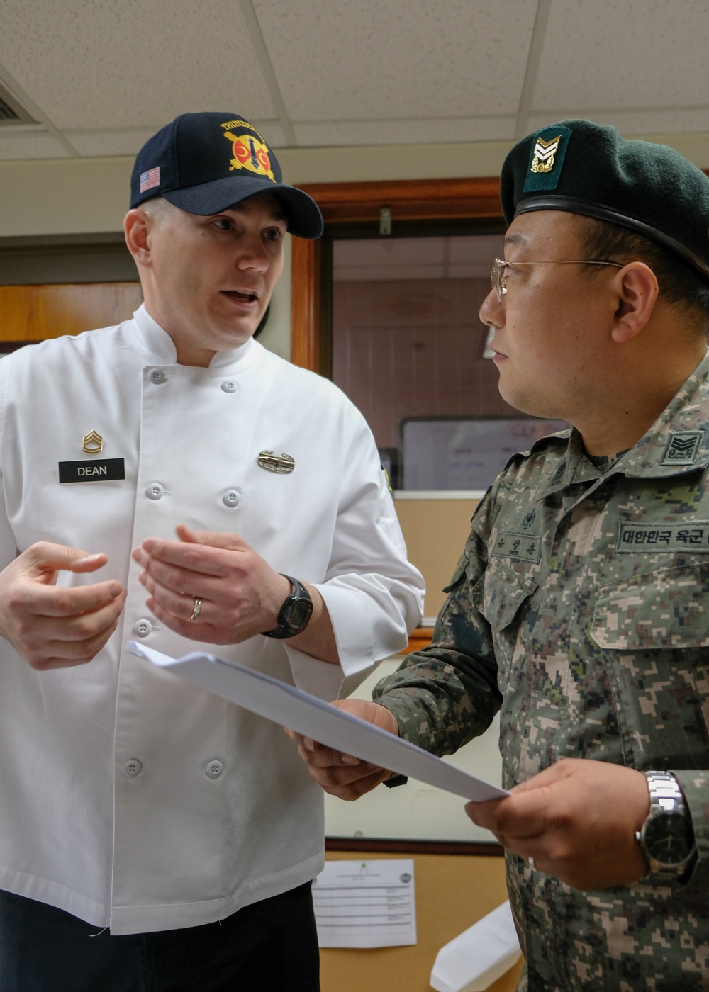 210th FAB DFAC NCOs Share Best Practices with ROK Army VI Corps DFAC Manager