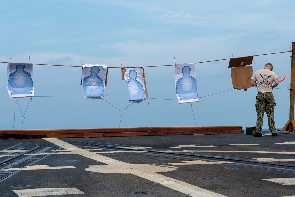 USS Preble Sailors Qualify During Live Fire Exercise.