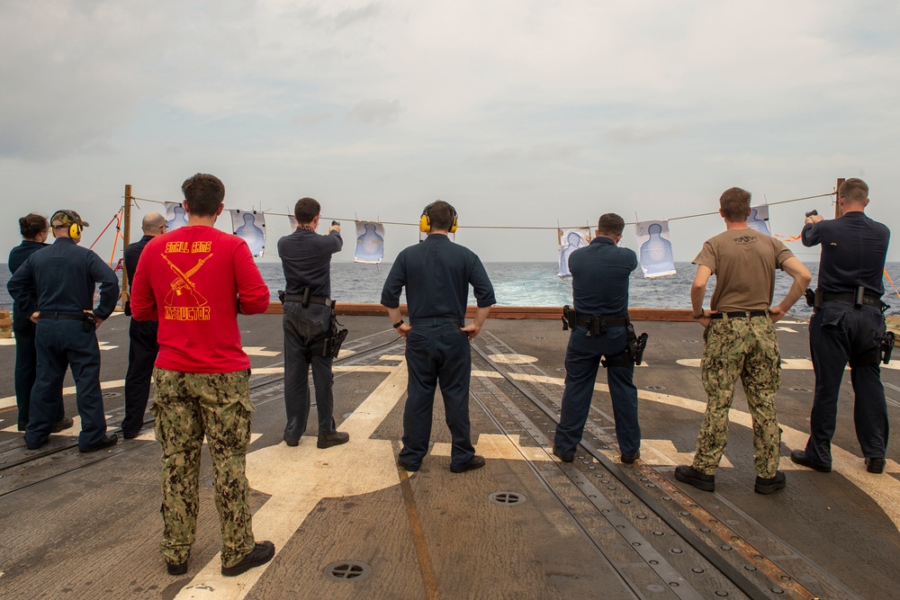 USS Preble Sailors Qualify During Live Fire Exercise.