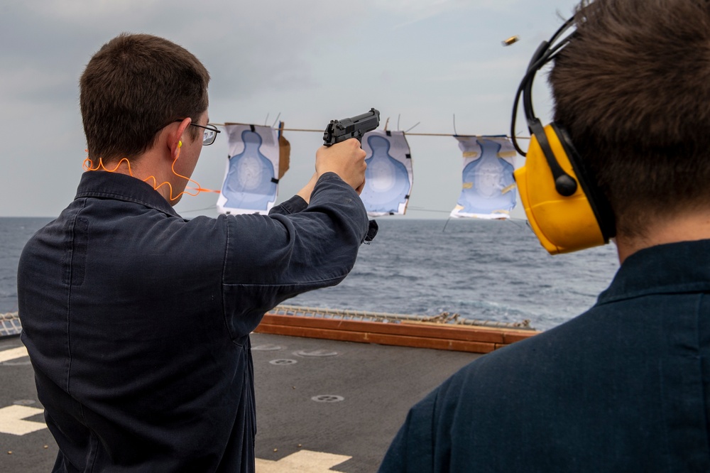 USS Preble Sailors Qualify During Live Fire Exercise.