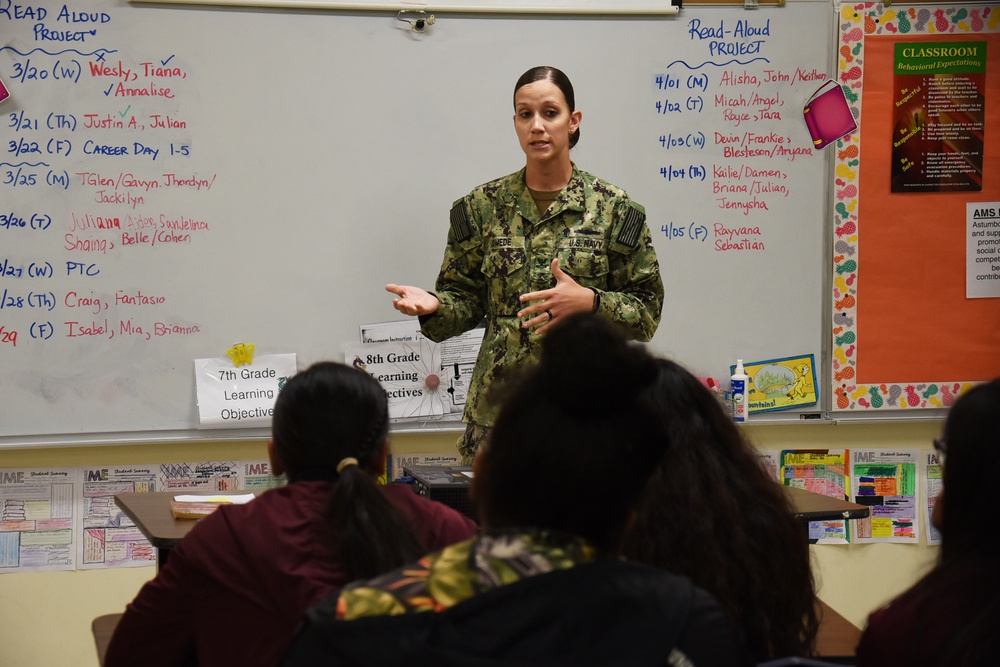 USS Emory S. Land Sailor Speaks with Students
