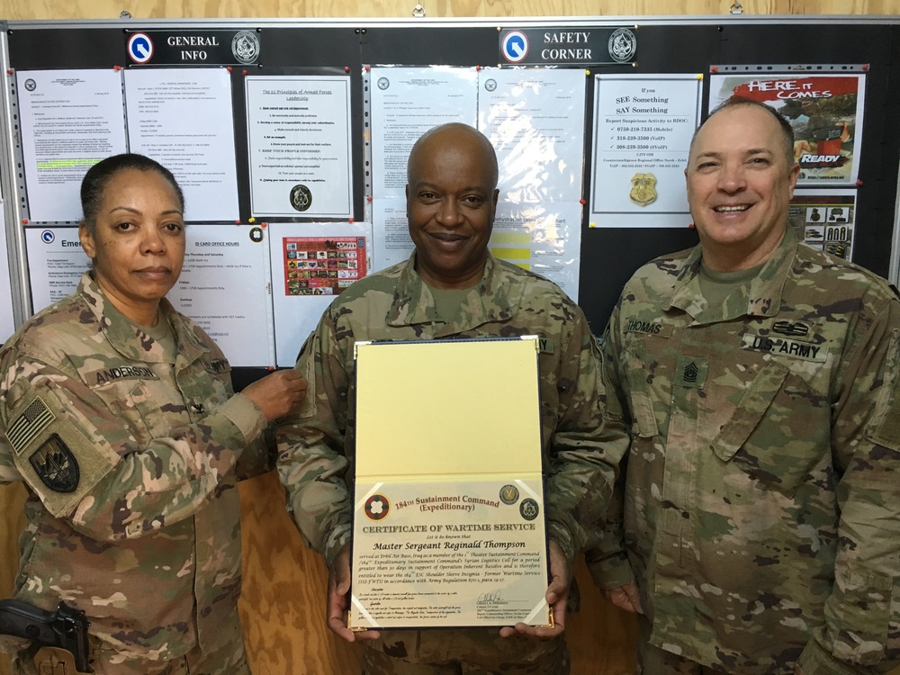 Thompson Recognized for Wartime Service