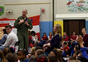 U.S. Air Force Expeditionary Center commander shares stories with Manchester Township Elementary School students