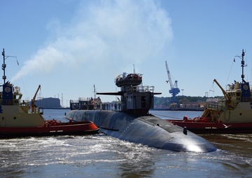 USS Georgia (SSGN 729) Leaves Dry Dock After Extended Refit Period