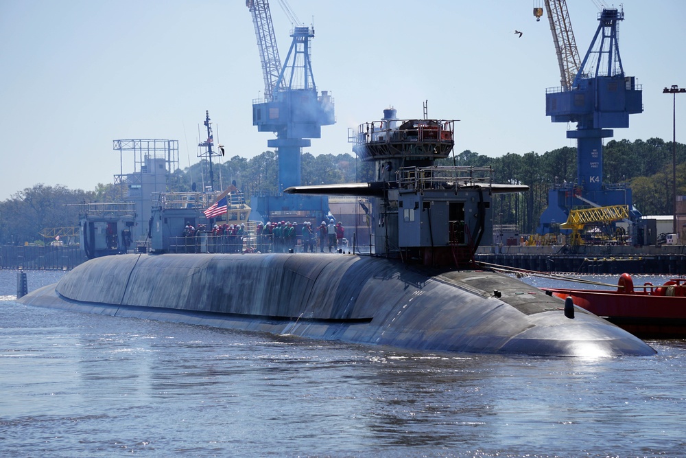 USS Georgia (SSGN 729) Leaves Dry Dock After Extended Refit Period