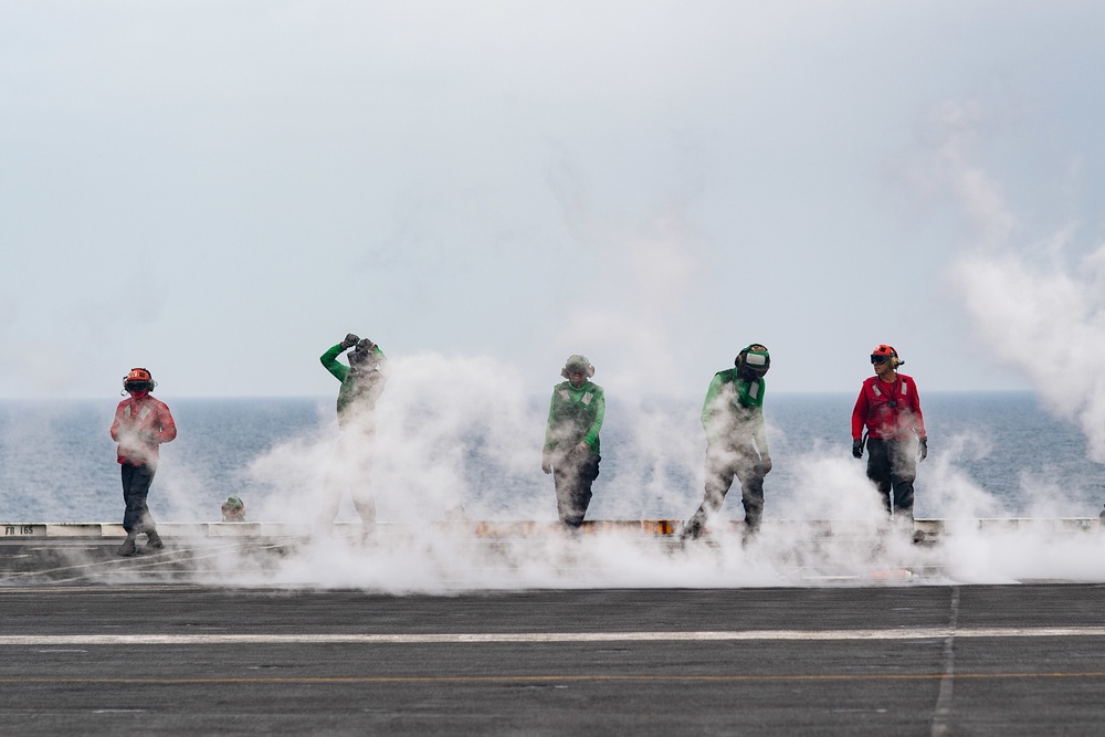 The aircraft carrier USS John C. Stennis (CVN 74) conducts flight operations