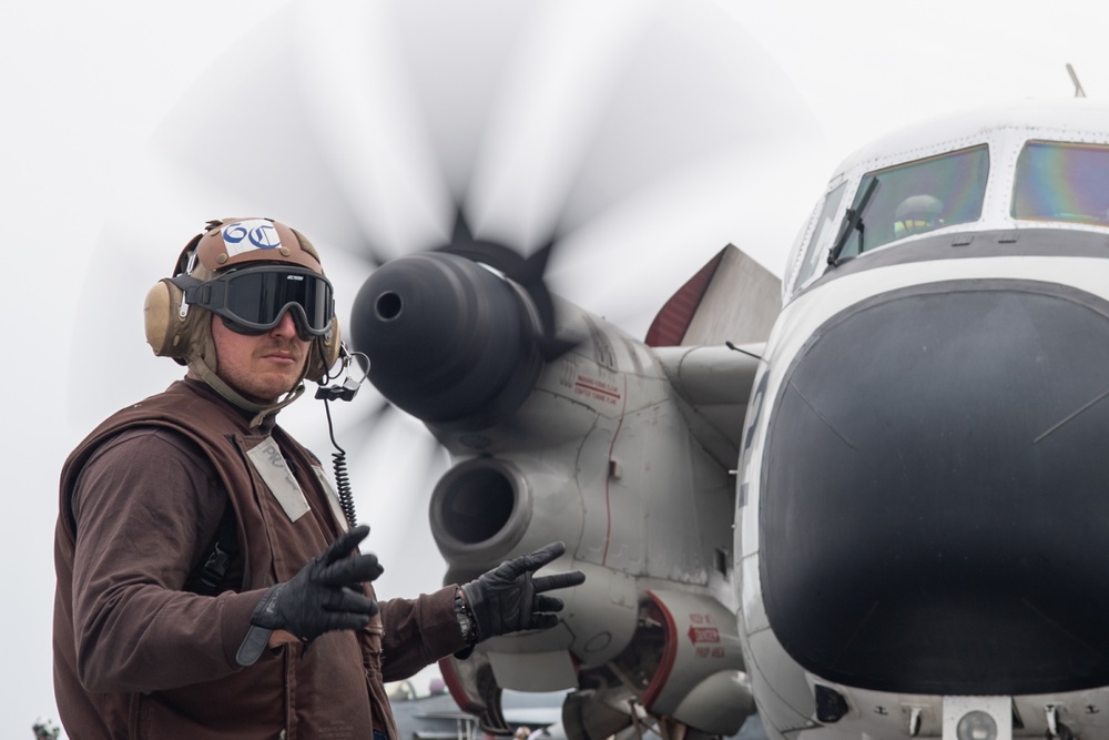 The aircraft carrier USS John C. Stennis (CVN 74)conducts flight operations