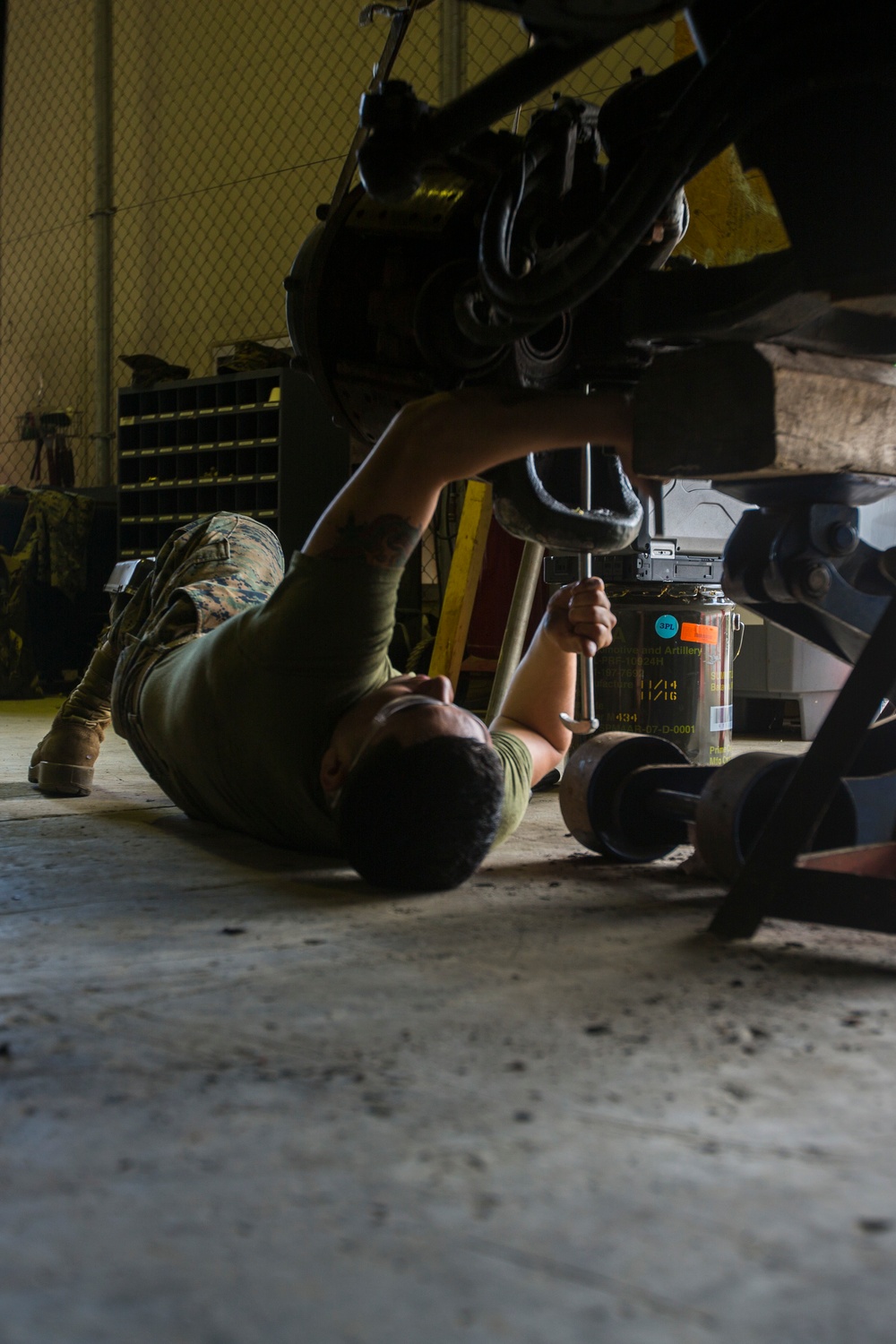 31st MEU Marines maintains a Medium Tactical Vehicle Replacement