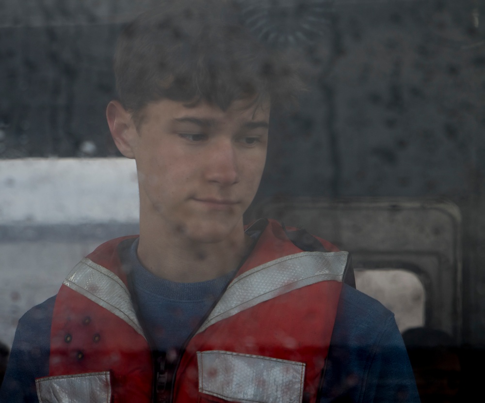JROTC cadets find their sea legs during a guided tour at MCAS Cherry Point