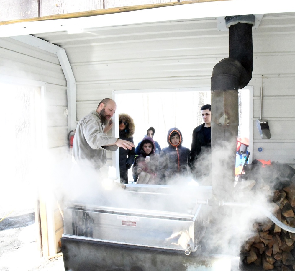 Fort Drum community members discover tree-to-table process of making syrup during Maple Days