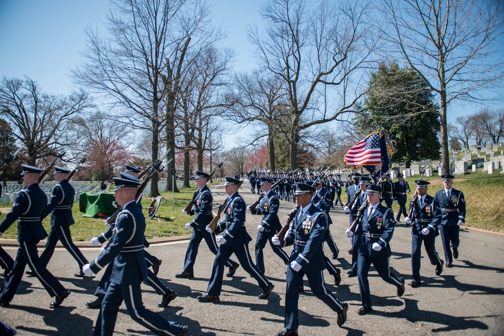 Military Funeral Honor with Funeral Escort for Medal of Honor Recipient U.S. Air Force Col. Joe Jackson in Section 34