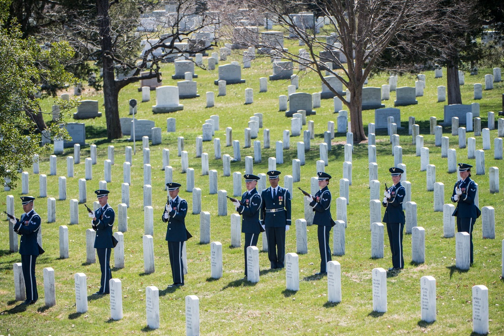 Military Funeral Honor with Funeral Escort for Medal of Honor Recipient U.S. Air Force Col. Joe Jackson in Section 34