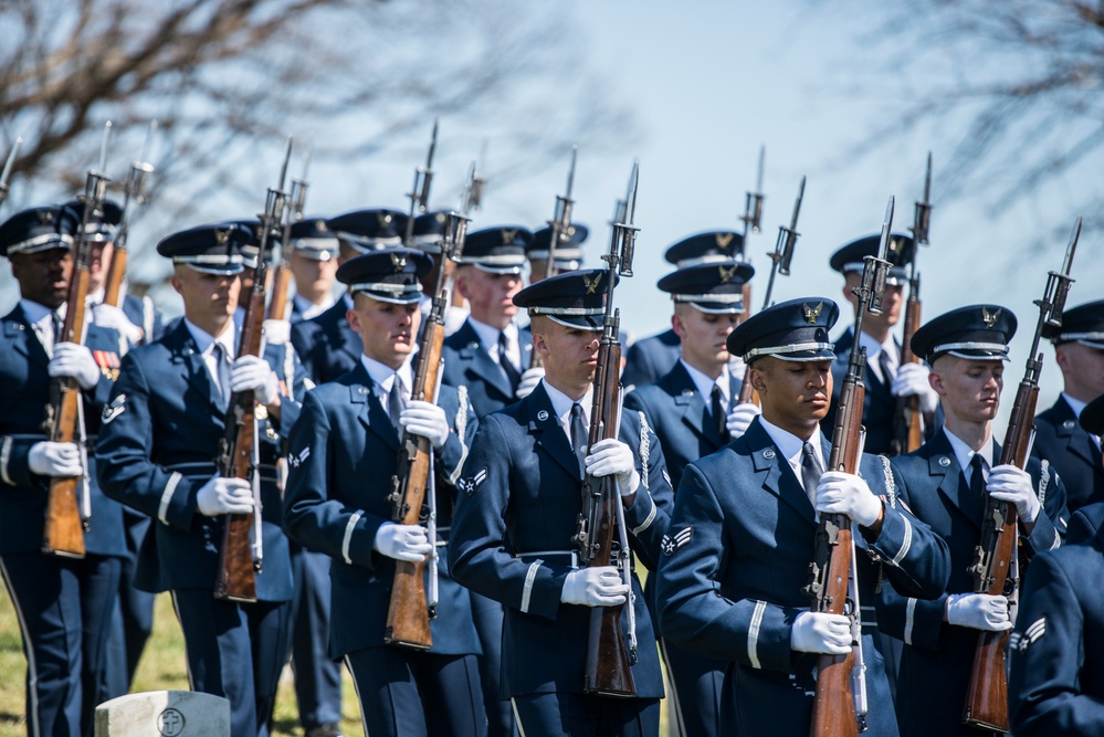 Military Funeral Honor with Funeral Escort for Medal of Honor Recipient U.S. Air Force Col. Joe Jackson in Section 34
