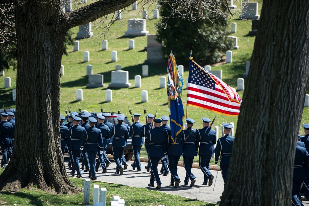 Military Funeral Honor with Funeral Escort for Medal of Honor Recipient U.S. Air Force Col. Joe Jackson in Section 34