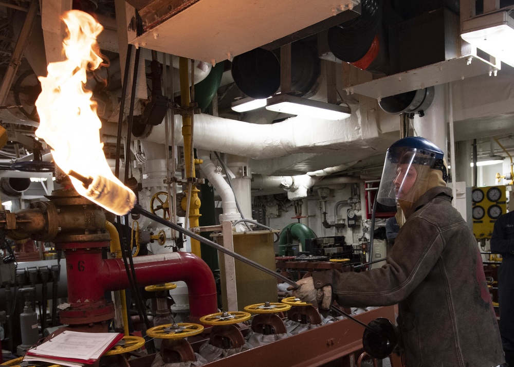 Machinery room operations on the USS Boxer