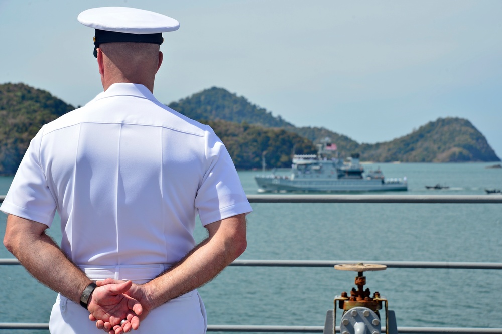 USS Blue Ridge Sailors participate in Langkawi International Maritime Aerospace Exhibition Fleet Review