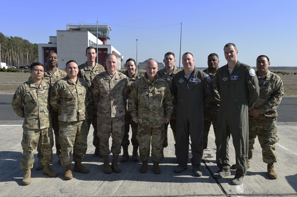 Third Air Force Commander, Command Chief visit Detachment 1 Airmen in Poland