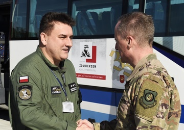 Third Air Force Commander, Command Chief visit Detachment 1 Airmen in Poland