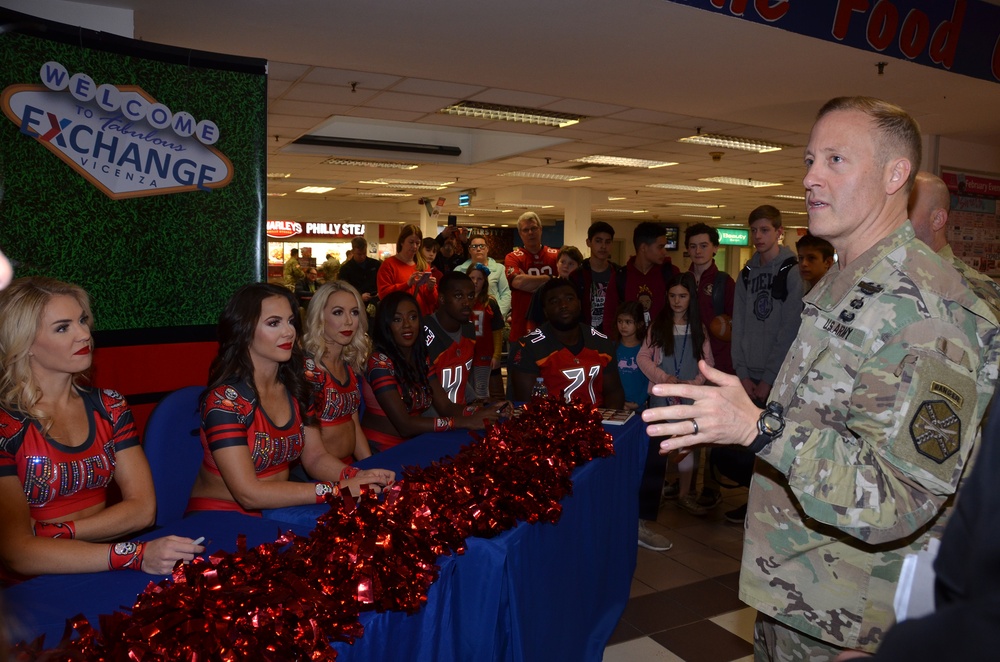 Tampa Bay Buccaneer Cheerleaders and football players visit Caserma Ederle, Vicenza