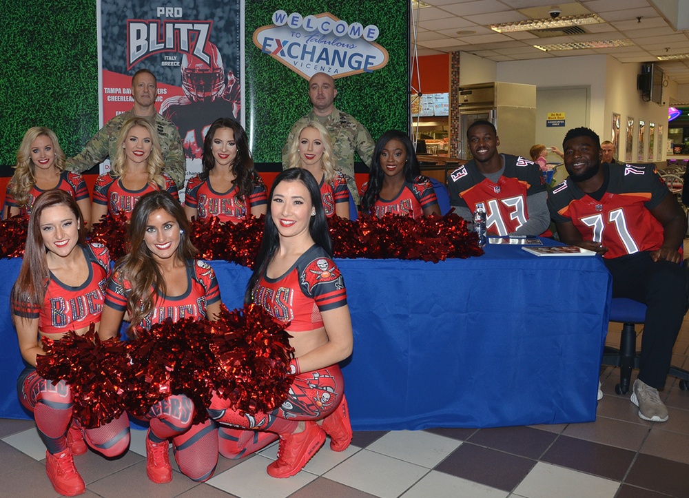 Tampa Bay Buccaneer Cheerleaders and football players visit Caserma Ederle, Vicenza