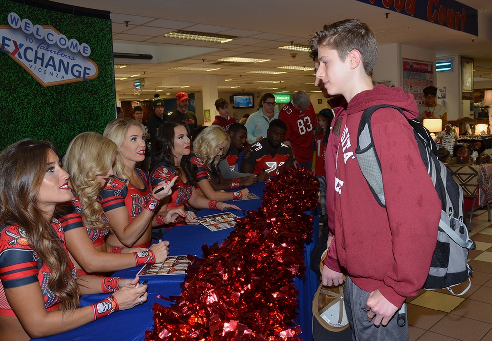 Tampa Bay Buccaneer Cheerleaders and football players visit Caserma Ederle, Vicenza