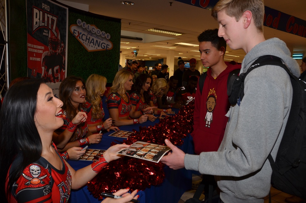 Tampa Bay Buccaneer Cheerleaders and football players visit Caserma Ederle, Vicenza