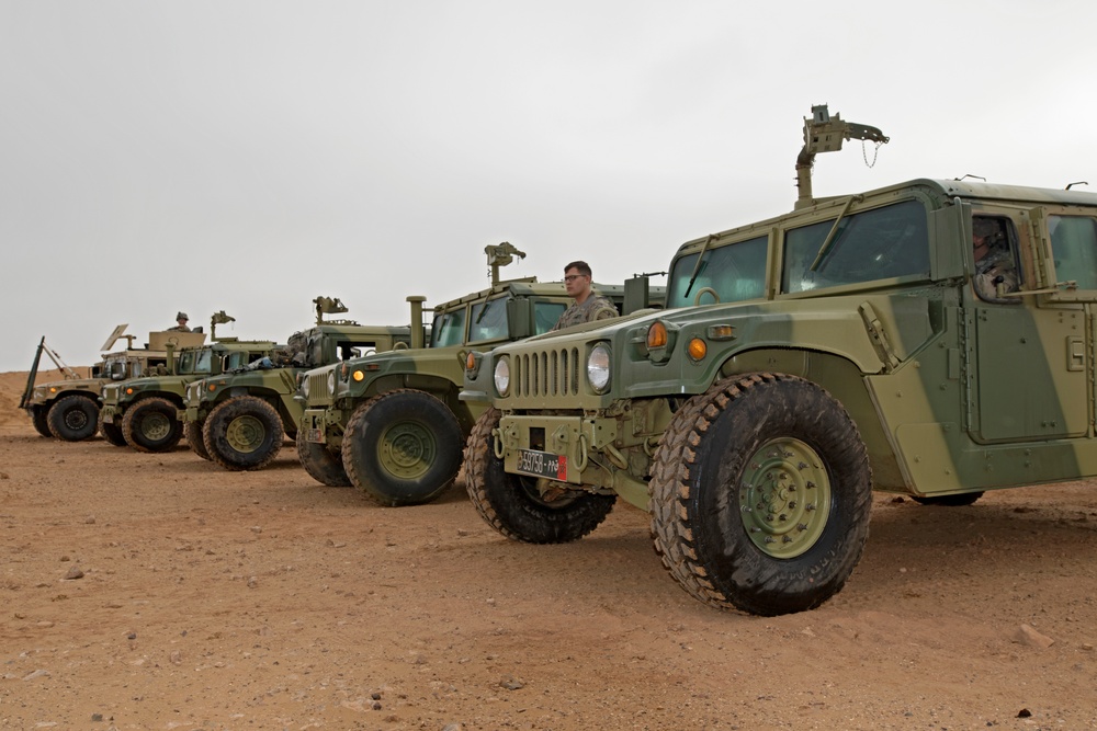 Soldiers begin convoy near Tan Tan to start exercise African Lion 2019