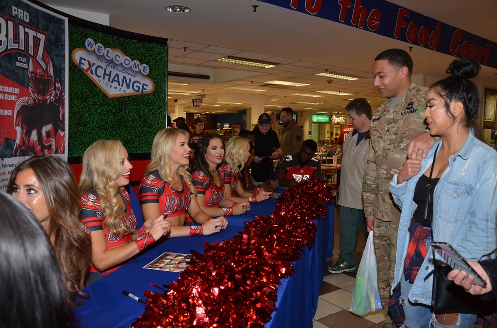 Tampa Bay Buccaneer Cheerleaders and football players visit Caserma Ederle, Vicenza