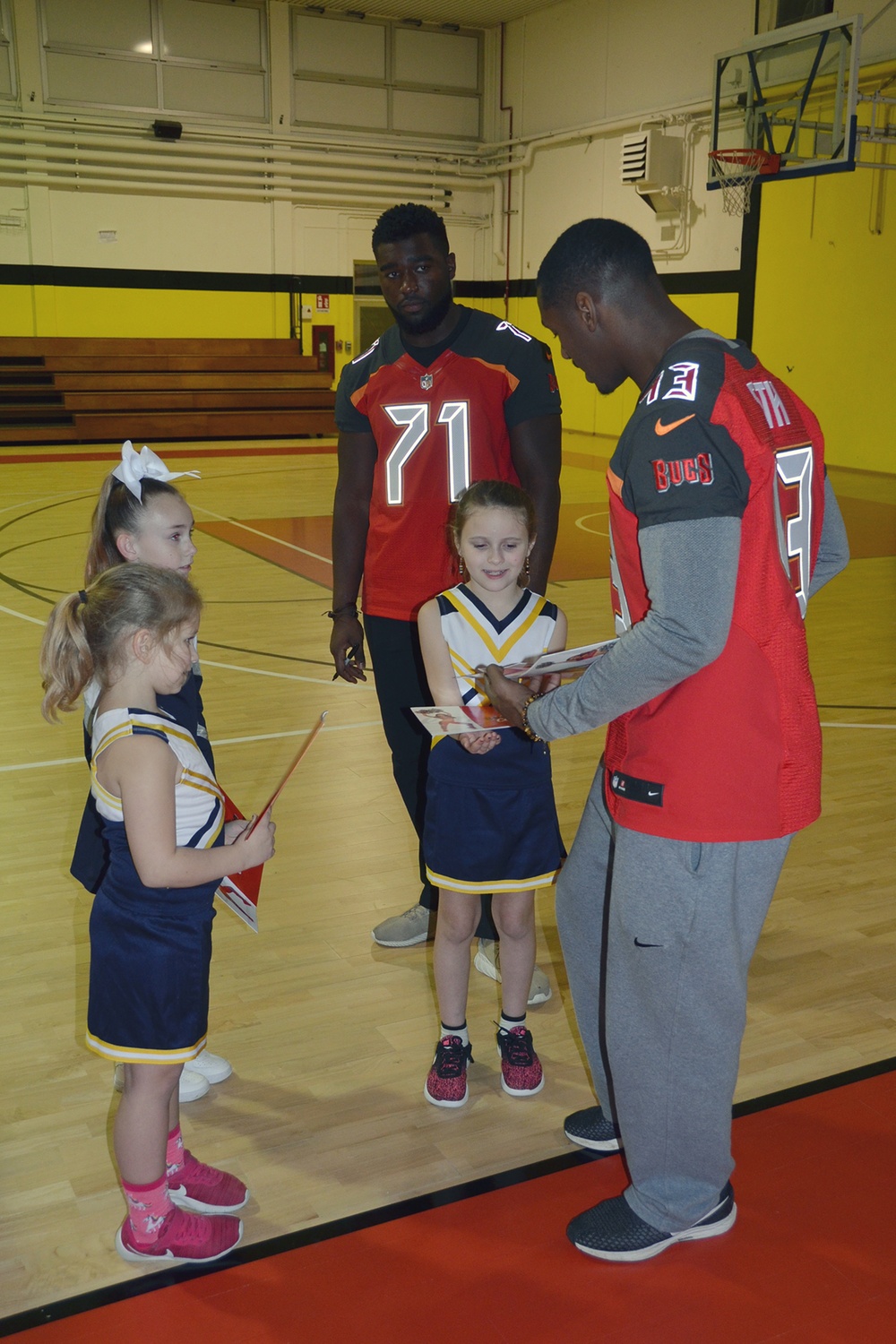 Tampa Bay Buccaneer Cheerleaders and football players visit Caserma Ederle, Vicenza