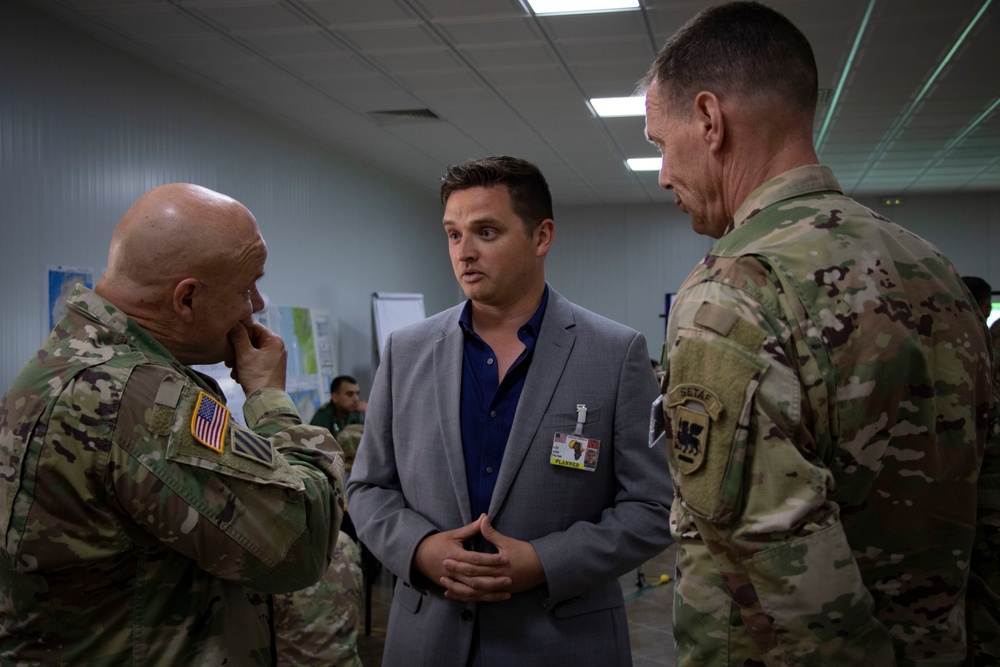 Maj. Gen. Roger Cloutier tours the Joint Task Force