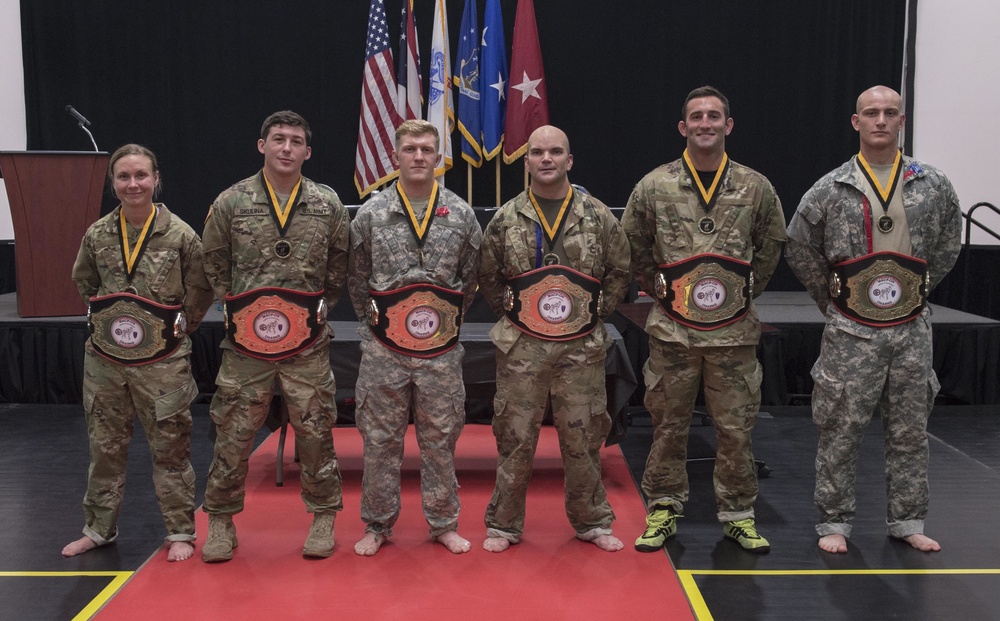 2018 Ohio Army National Guard Combatives Tournament weight division champions