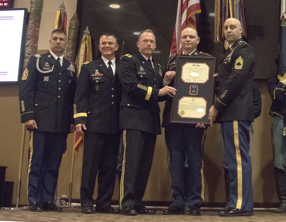 Sgt. Robert K. Debolt recieves the Distinguished Service Cross at Fort Riley.