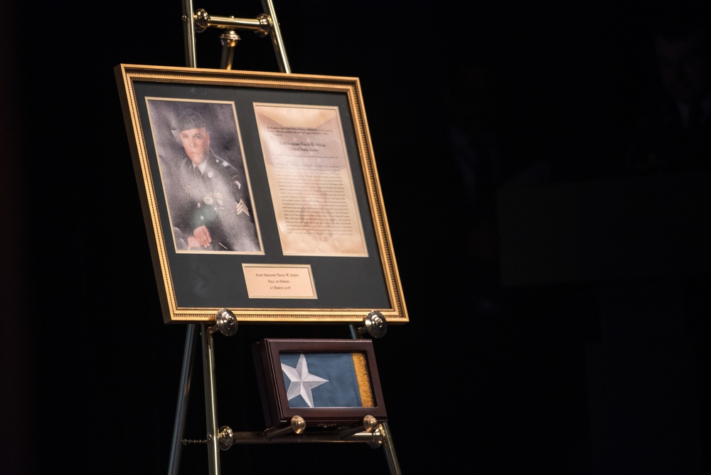 PTDO/DSD posthumously inducts U.S. Army Staff Sgt. Travis Atkins in to the Hall of Heroes