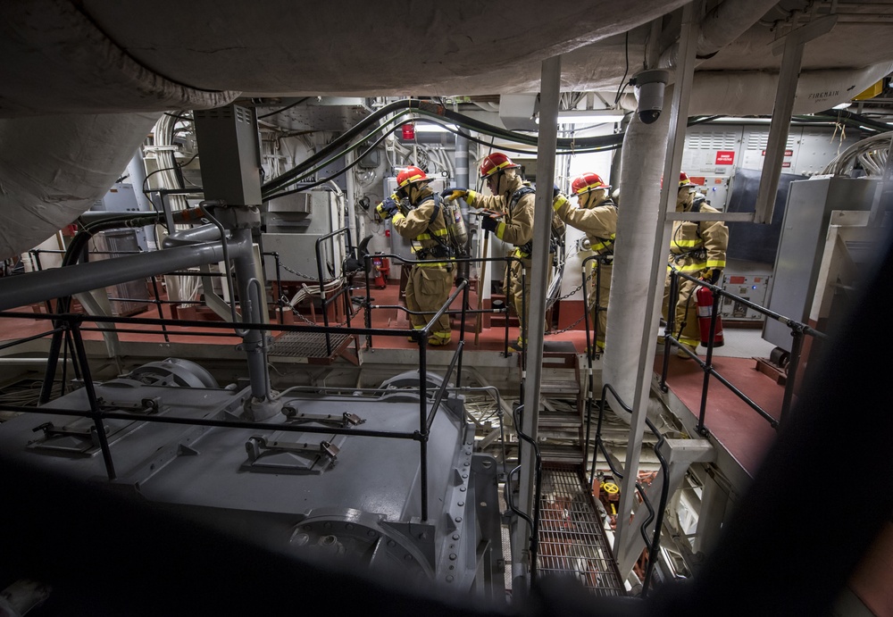 USS Makin Island Main Space Fire Drill